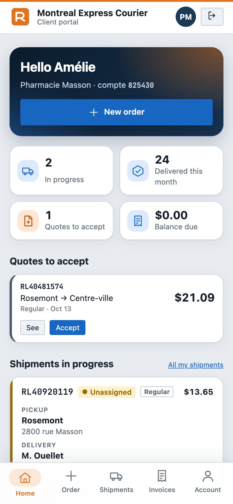 Client portal on a phone